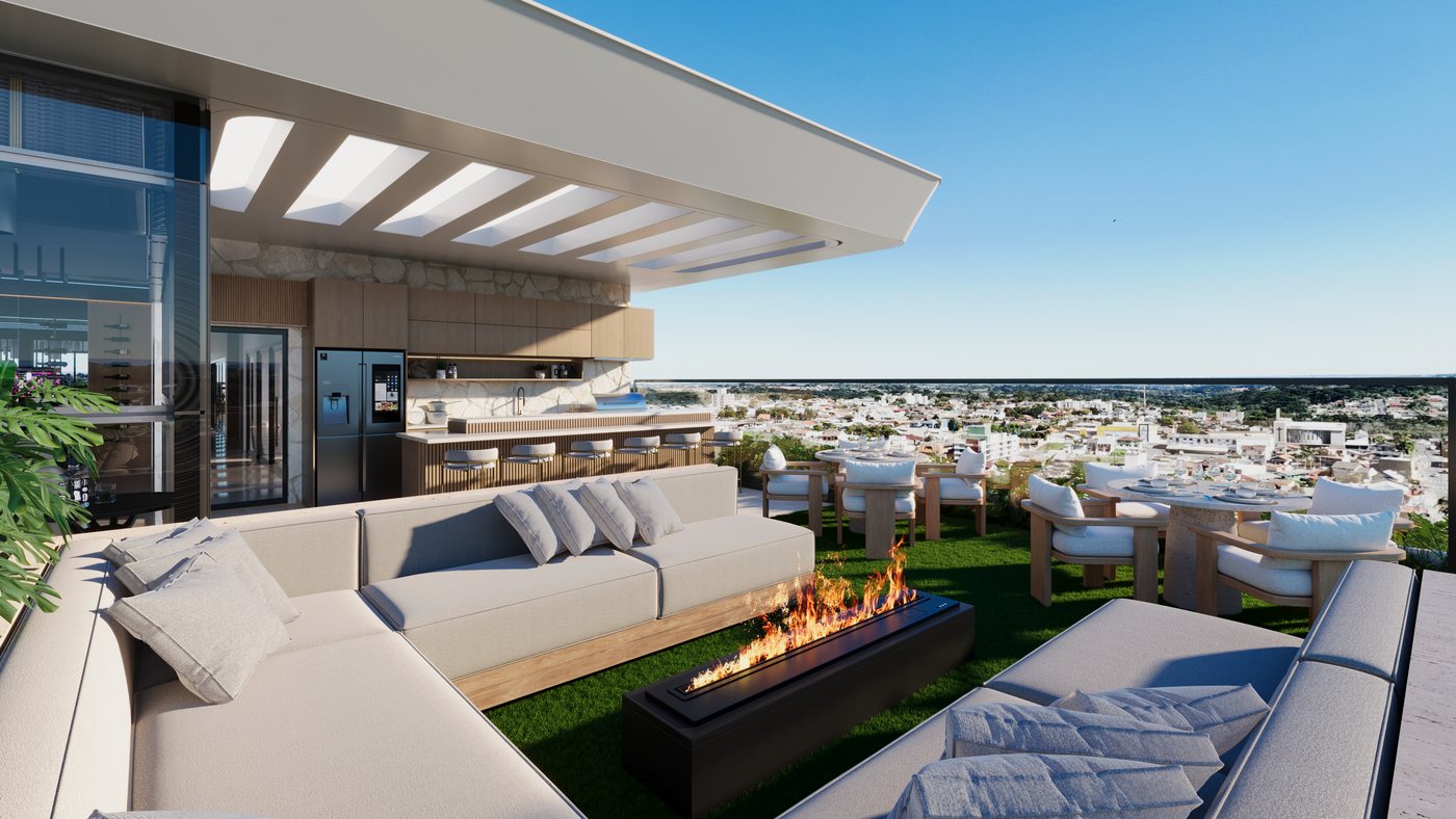 Albino Gionedes, Rooftop com lareira externa